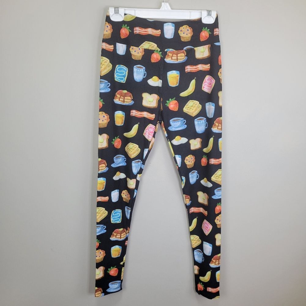 P&S Designs Breakfast Yummies Polyester Spandex Leggings One‎ Size Fits All